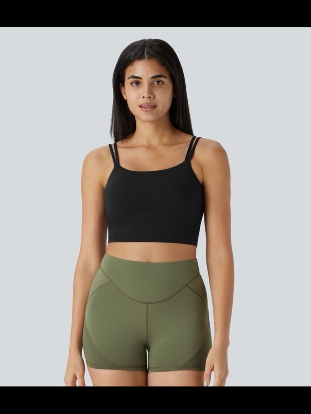 HALARA Black Double-Strap Performance Crop Bralette